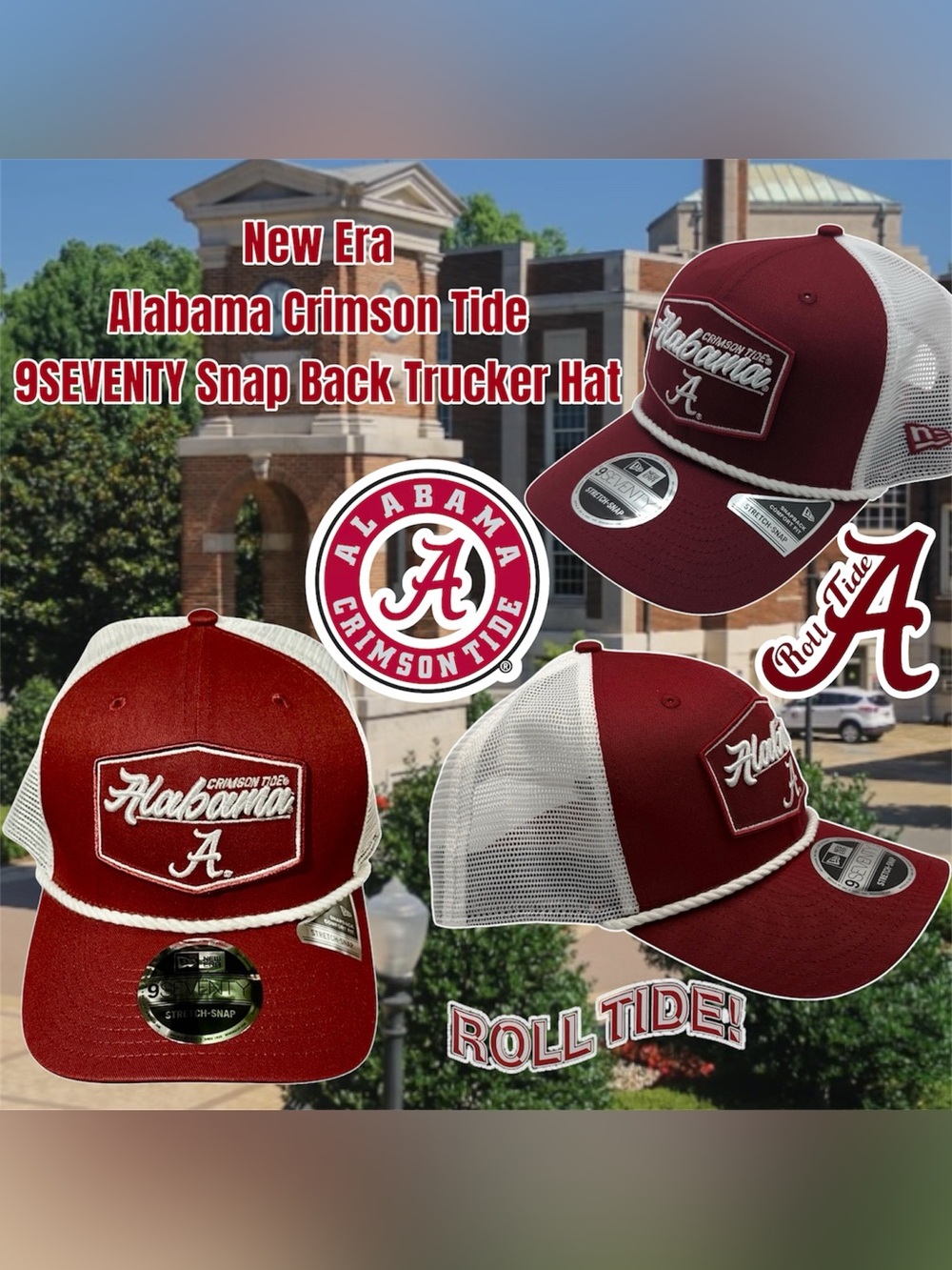 New Era Alabama Crimson Tide 9Seventy Stretch Snapback Rope Trucker Hat